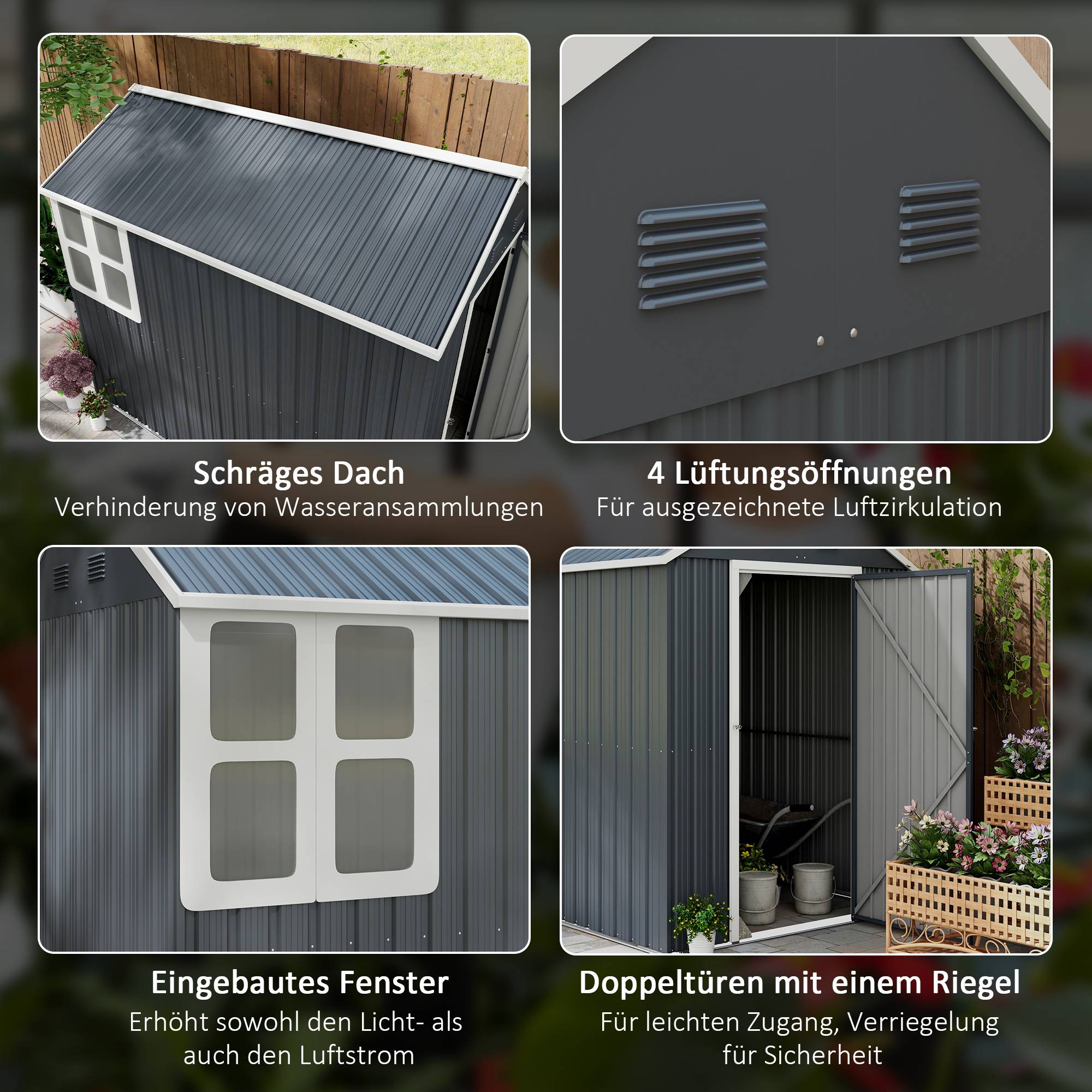 ComfortXL - Abri de jardin acier extérieur terrasse stockage avec fenêtre 4m2 gris foncé - ComfortXL Outdoor Living - Image 5