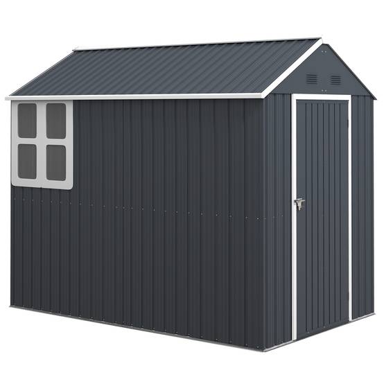ComfortXL - Abri de jardin acier extérieur terrasse stockage avec fenêtre 4m2 gris foncé - ComfortXL Outdoor Living - Image 2