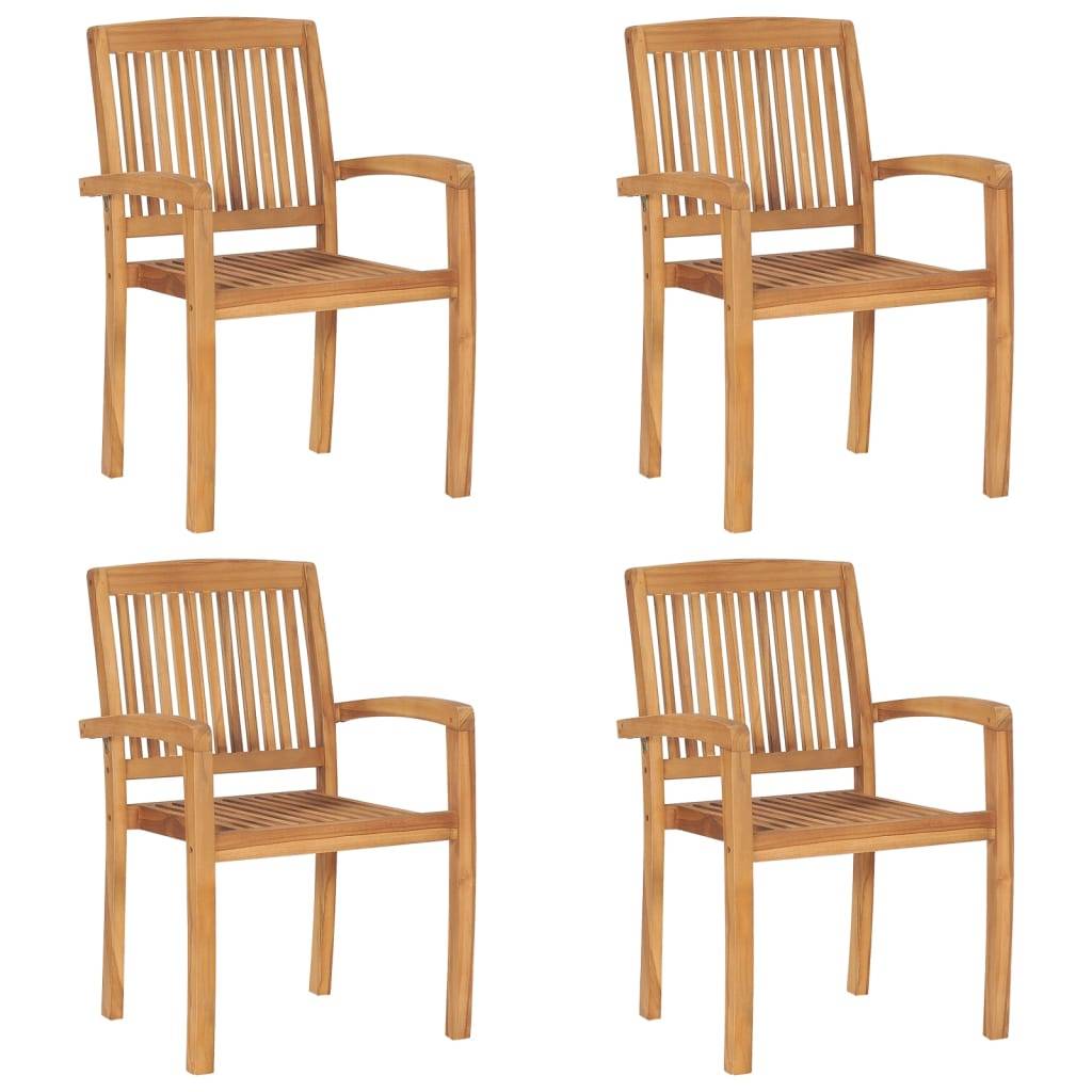 Chaises de jardin empilables teck solide rouge bordeaux 60 x 57.5 x 90 cm - PANGIVO - Image 2