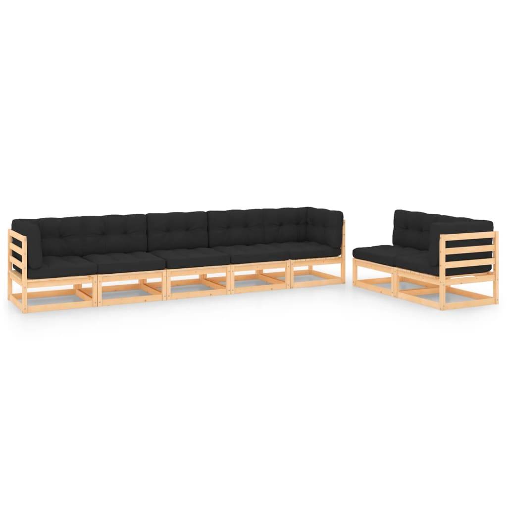 Helloshop26 - Salon de jardin meuble d'extérieur ensemble de mobilier 7 pièces avec coussins bois de pin massif - Imagen 1