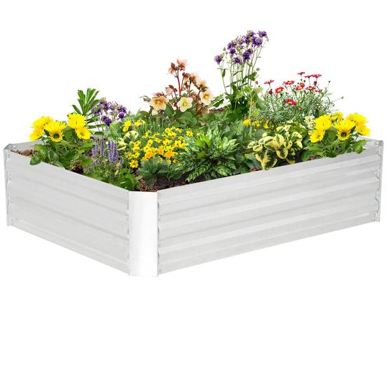 Maison Chic - Lit de jardin surélevé carré potager en acier galvanisé protection contre mauvaises herbes 120x90x30 cm argent - Image 3