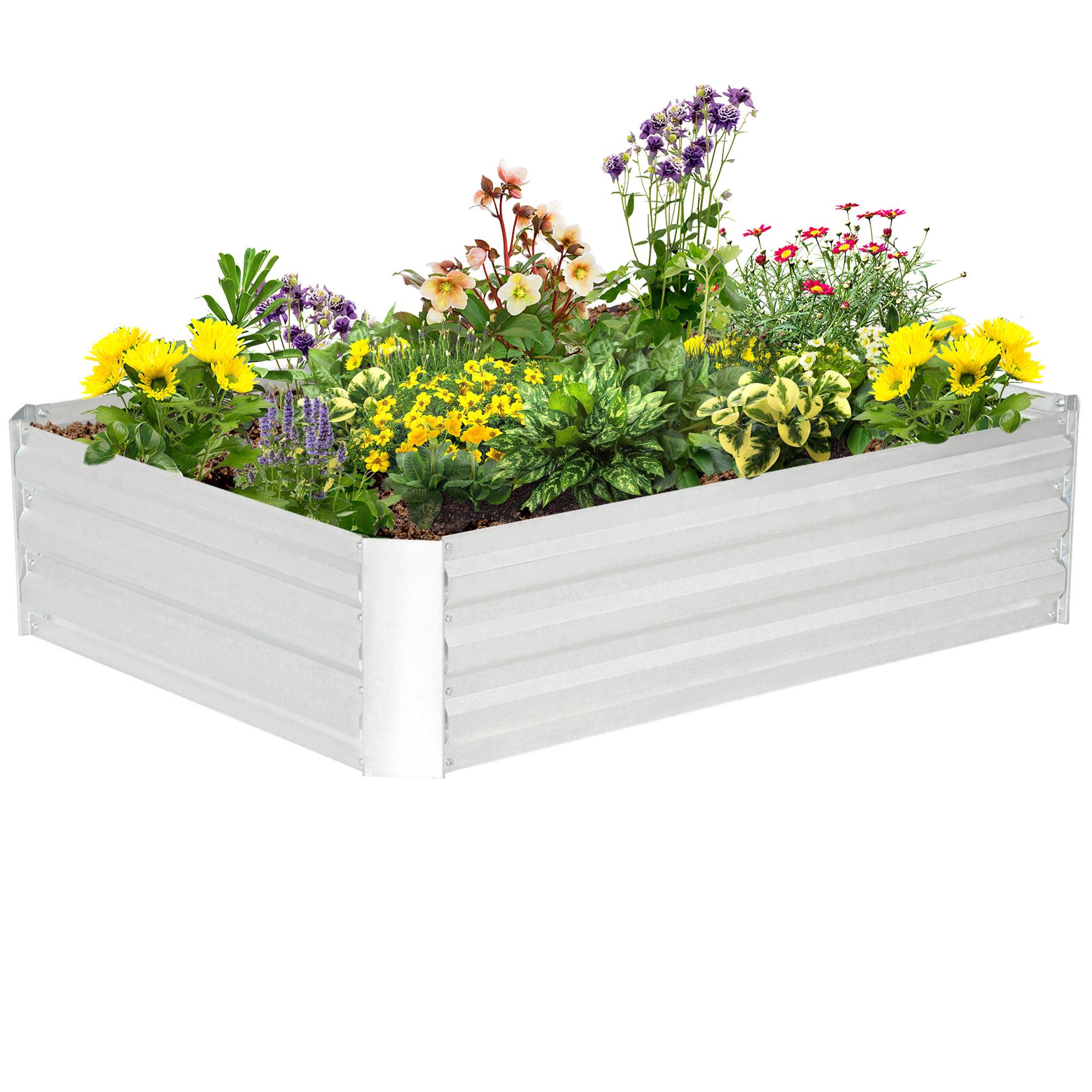Maison Chic - Lit de jardin surélevé carré potager en acier galvanisé protection contre mauvaises herbes 120x90x30 cm argent - Image 3