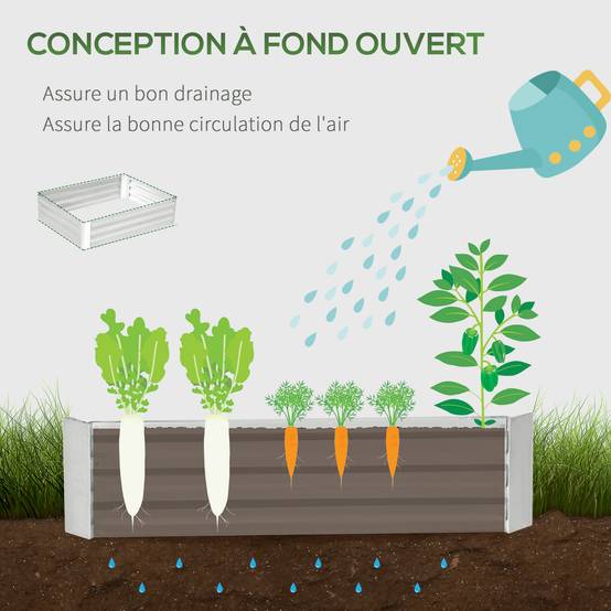 Maison Chic - Lit de jardin surélevé carré potager en acier galvanisé protection contre mauvaises herbes 120x90x30 cm argent - Image 7