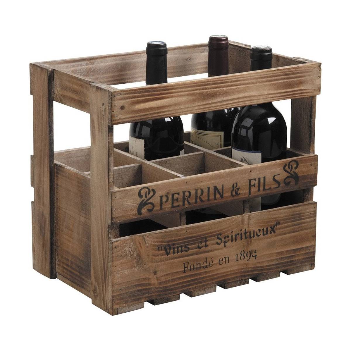 Aubry Gaspard - Caisse en bois vieilli 6 bouteilles Perrin et Fils - Imagen 1