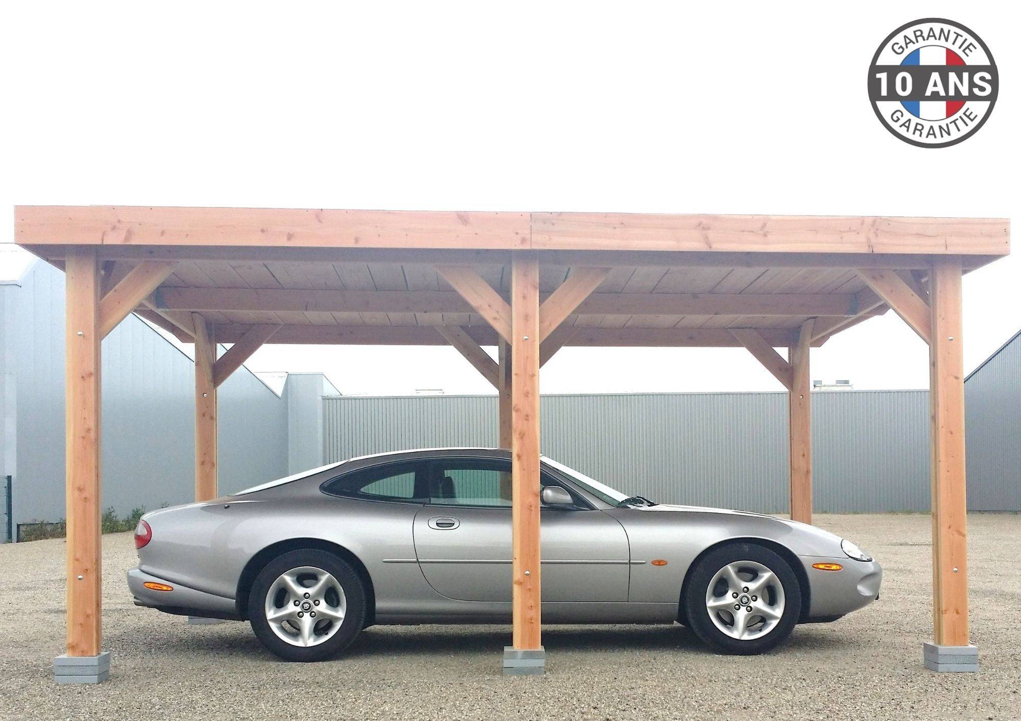 Cpbf Charpentes - Carport toit plat, 900cmx550cm, bois DOUGLAS Français  (Charpente en bois-auvent-abri voiture) 50 m². Garantie 10 ans
