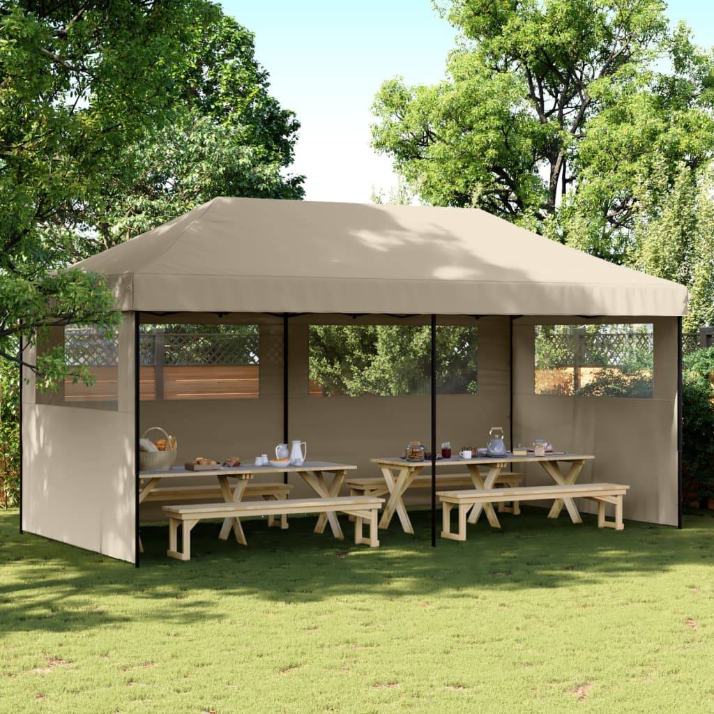 Vidaxl - Tente de réception pliable escamotable 3 parois latérales taupe vidaXL 4004946 - Image 1