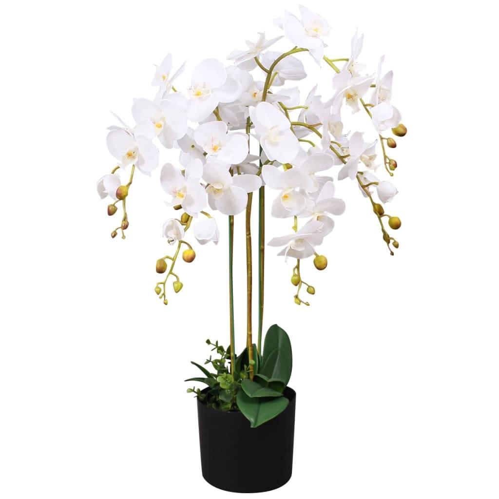 Vidaxl - Plante artificielle avec pot Orchidée 75 cm Blanc - Image 1