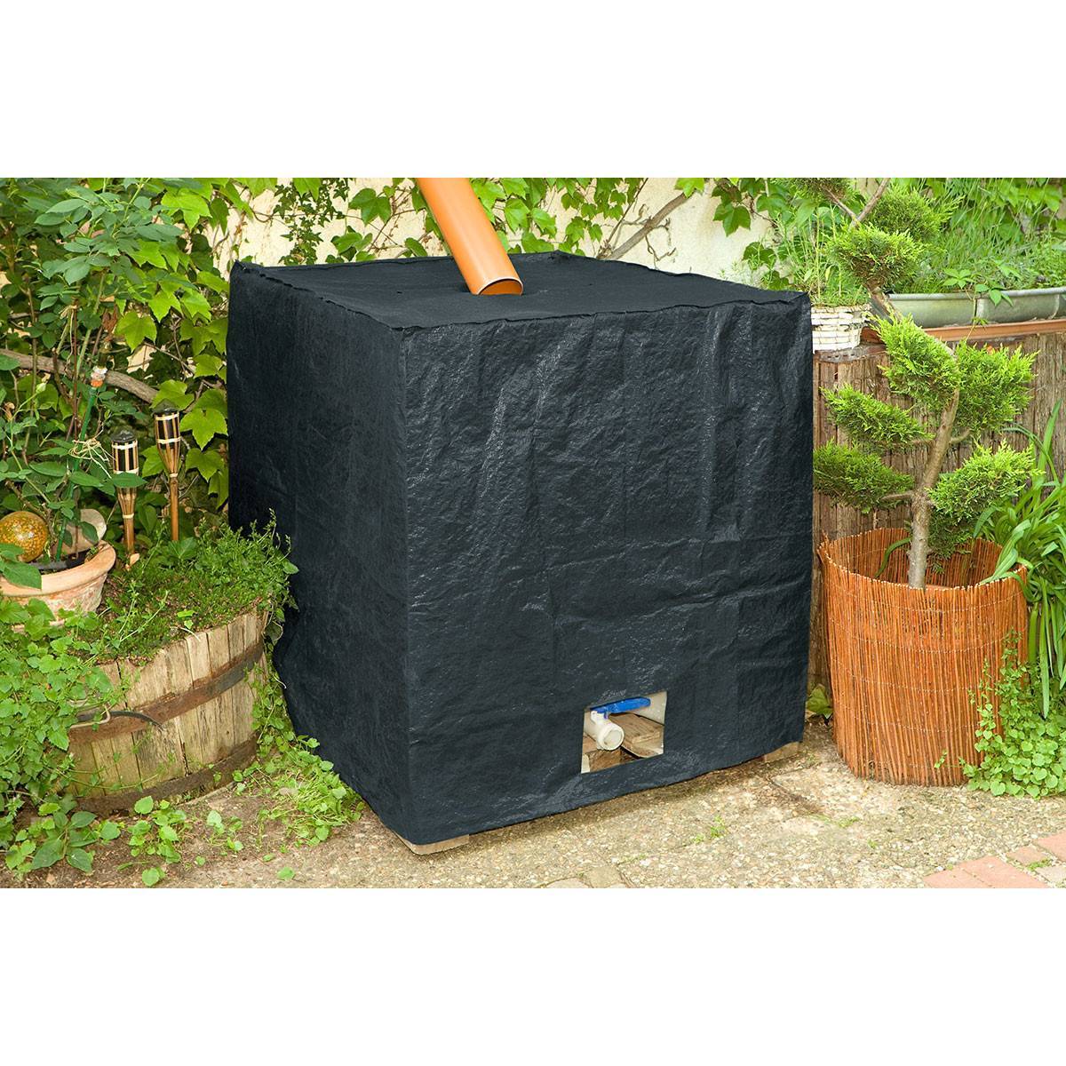 Bâche Cuve 1000L IBC Anthracite | Anti-UV & Anti-Algues | 120g/m² - Image 1