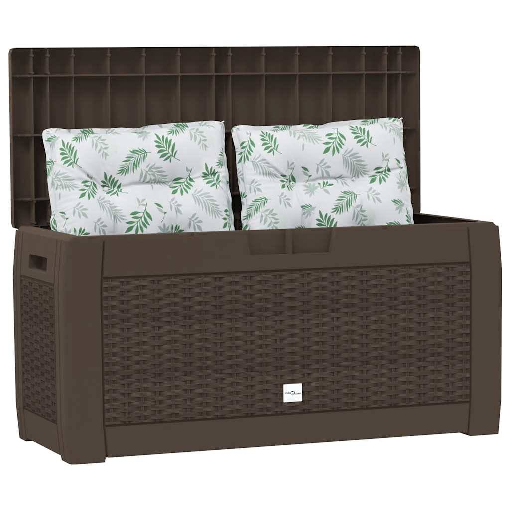 Grand Coffre de Stockage Jardin 310L en Polypropylène pour Coussins Jouets Marron 119x48x60 cm – ComfortXL Outdoor Living - Image 3
