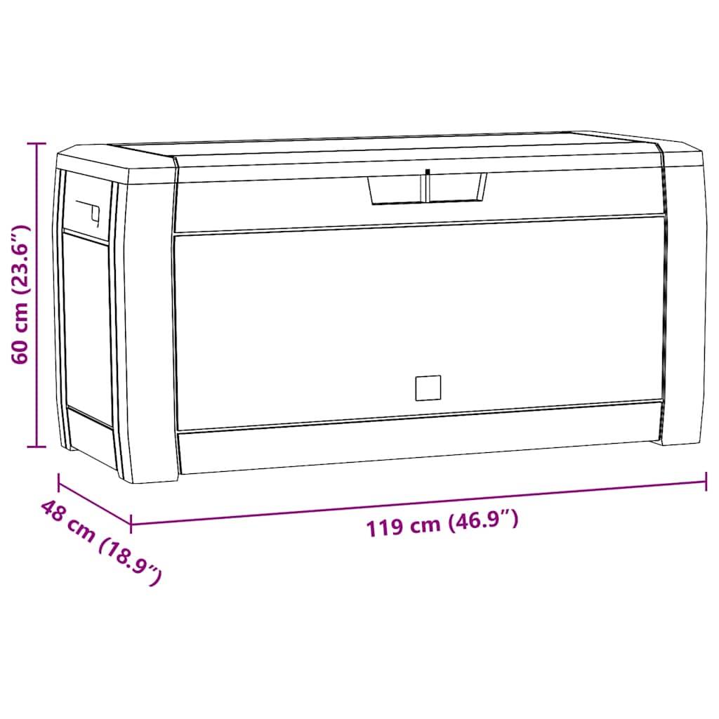 Grand Coffre de Stockage Jardin 310L en Polypropylène pour Coussins Jouets Marron 119x48x60 cm – ComfortXL Outdoor Living - Image 8
