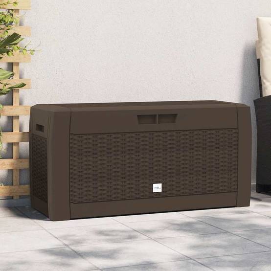 Grand Coffre de Stockage Jardin 310L en Polypropylène pour Coussins Jouets Marron 119x48x60 cm – ComfortXL Outdoor Living - Image 1