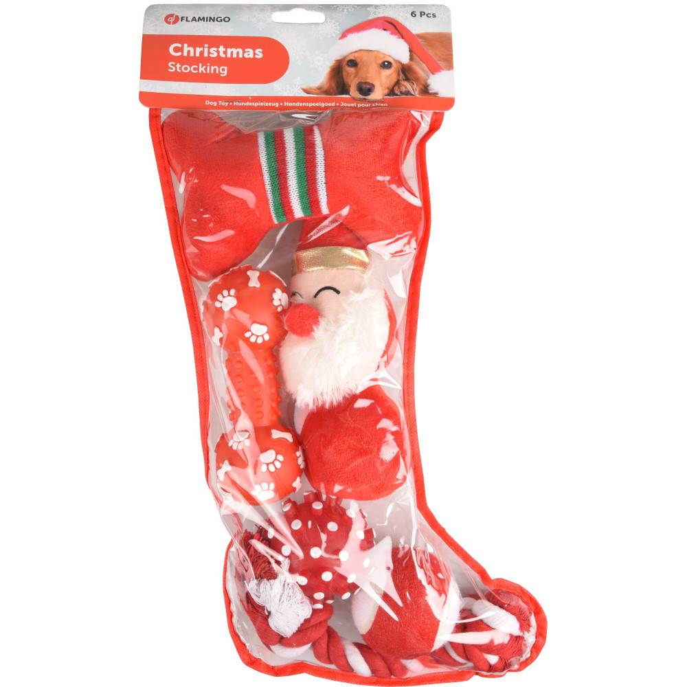 Flamingo - 6 Jouets dans une chaussette pour Noël, jouet pour chien - Imagen 2