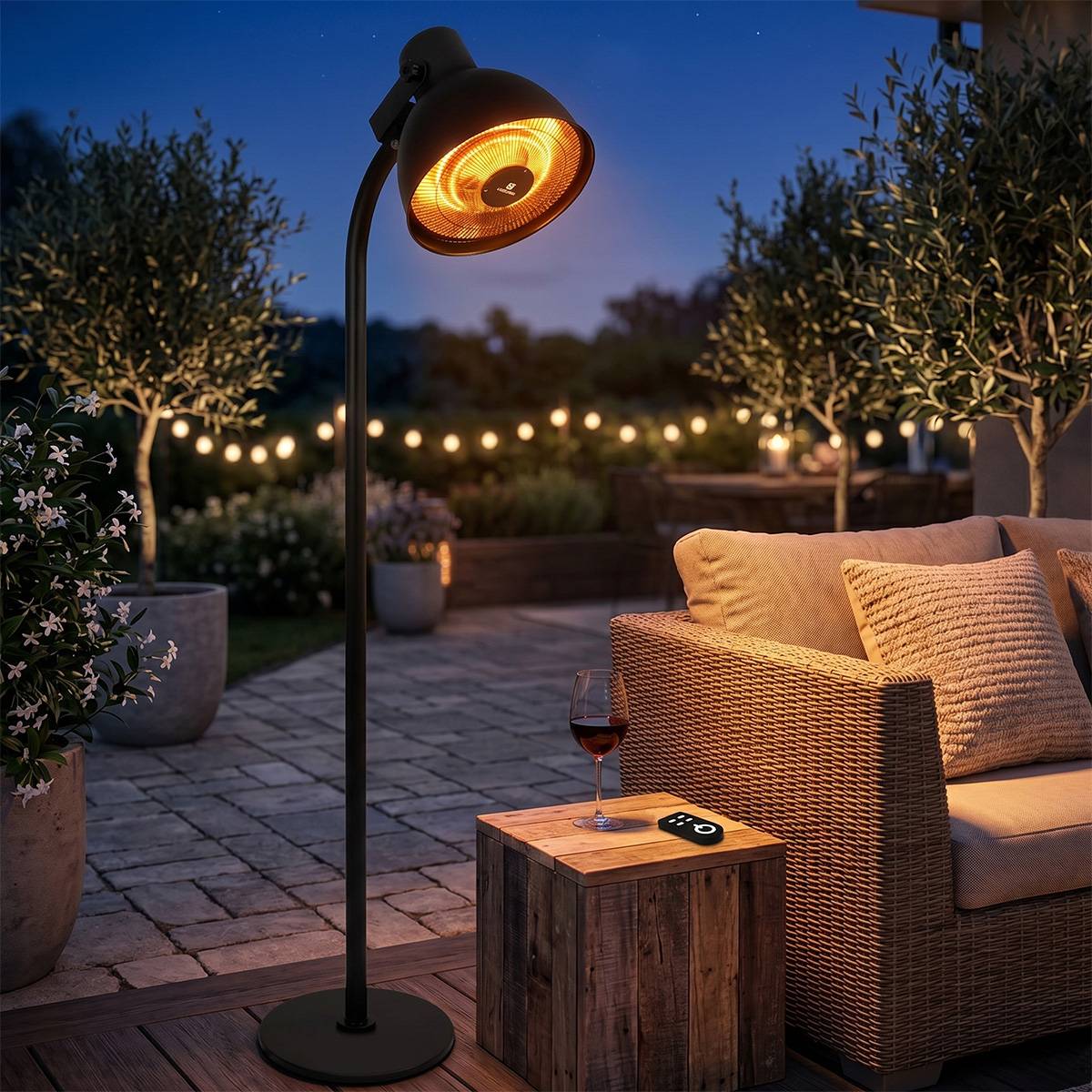 Wilsa Garden - Chauffe terrasse électrique noir 2000 W avec télécommande LUMINA - Image 1