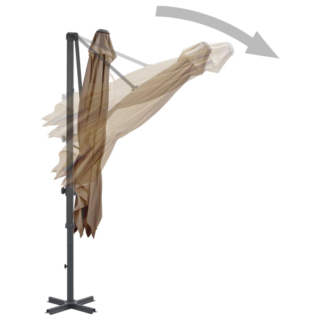 Helloshop26 - Parasol meuble de jardin en porte-à-faux et mât en aluminium 250 x 250 cm taupe - Imagen 4