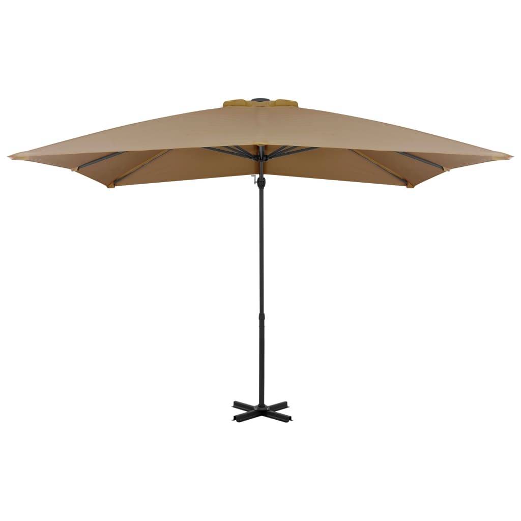 Helloshop26 - Parasol meuble de jardin en porte-à-faux et mât en aluminium 250 x 250 cm taupe - Imagen 2