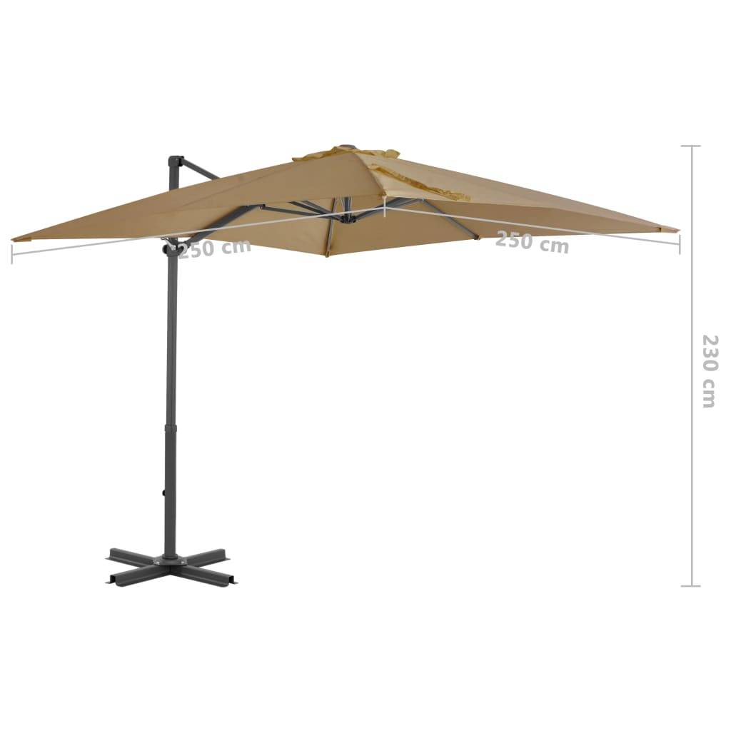 Helloshop26 - Parasol meuble de jardin en porte-à-faux et mât en aluminium 250 x 250 cm taupe - Imagen 7