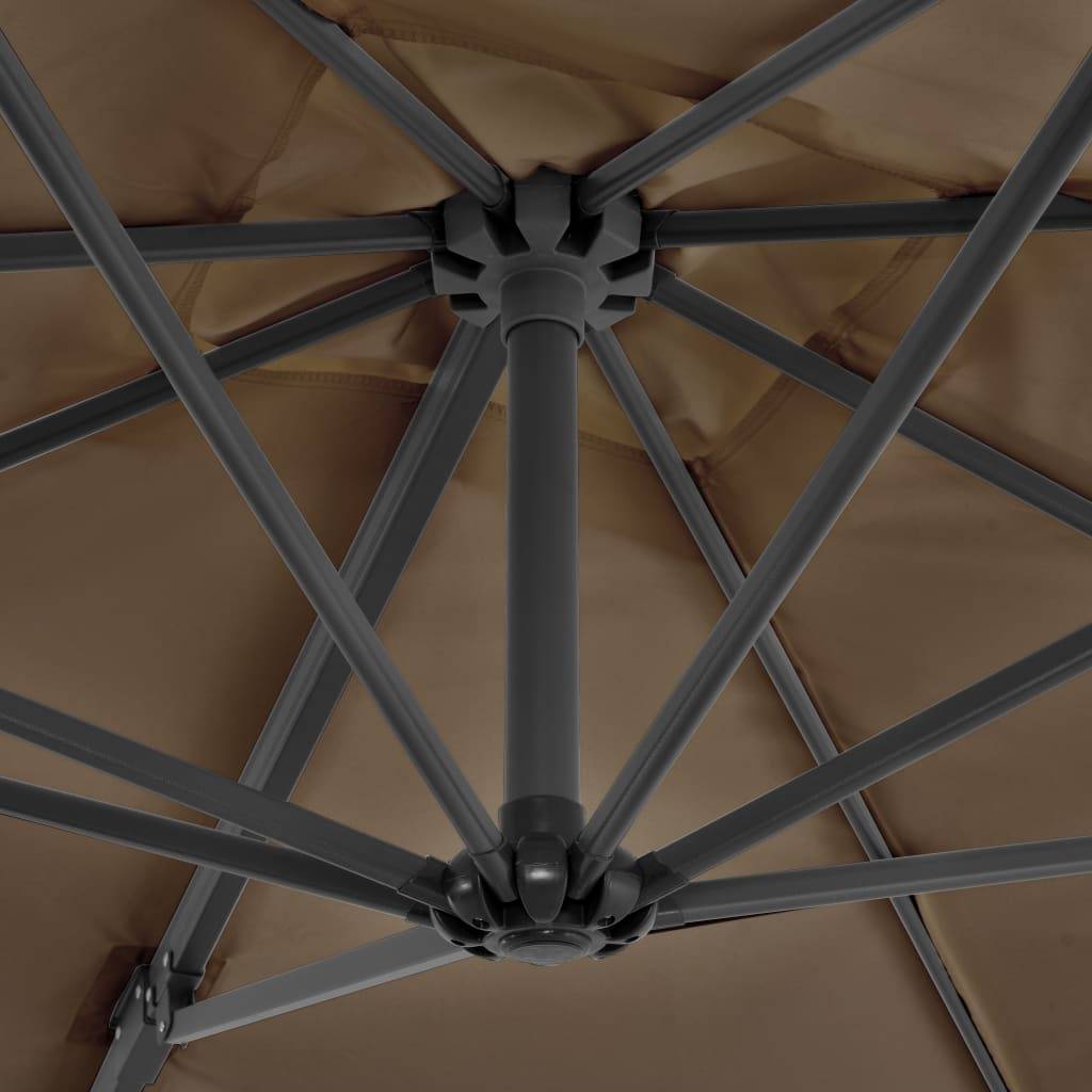 Helloshop26 - Parasol meuble de jardin en porte-à-faux et mât en aluminium 250 x 250 cm taupe - Imagen 5