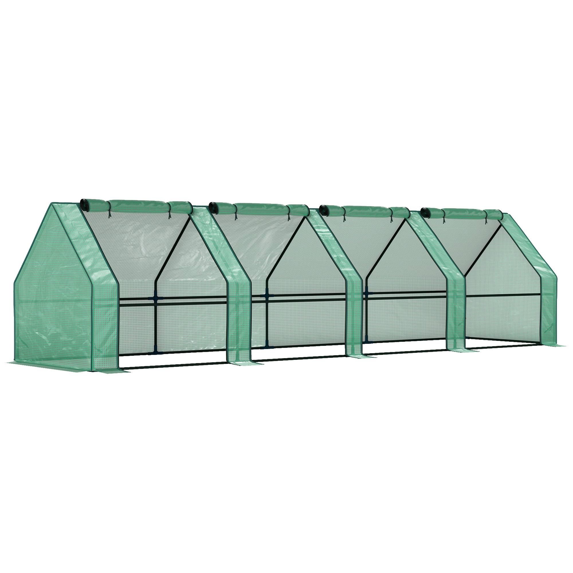 ComfortXL - Serre tunnel basse en acier et PE 360 x 90 x 90 cm verte avec 4 portes zippées pour potager et terrasse - Image 10