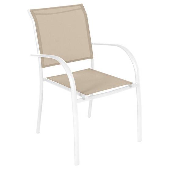 Hesperide - Fauteuil de jardin empilable "Piazza" lin & blanc en aluminium traité époxy Hespéride - Image 2