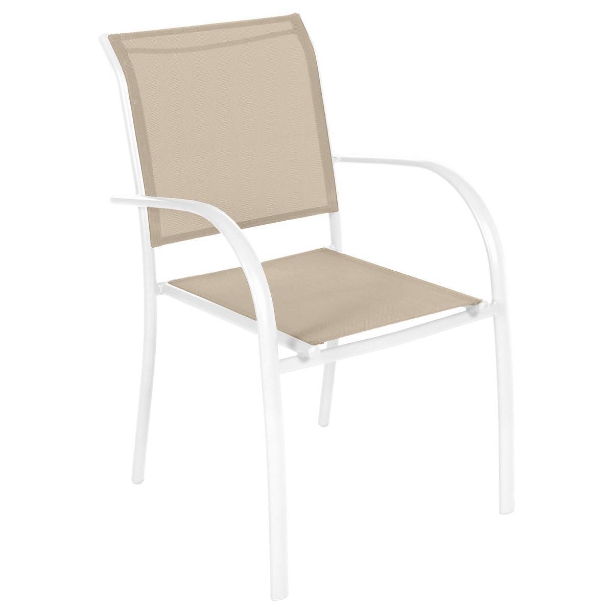 Hesperide - Fauteuil de jardin empilable "Piazza" lin & blanc en aluminium traité époxy Hespéride - Image 2