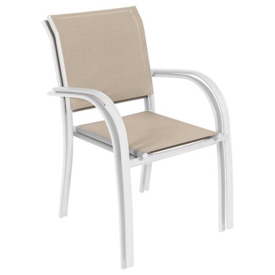 Hesperide - Fauteuil de jardin empilable "Piazza" lin & blanc en aluminium traité époxy Hespéride - Image 3