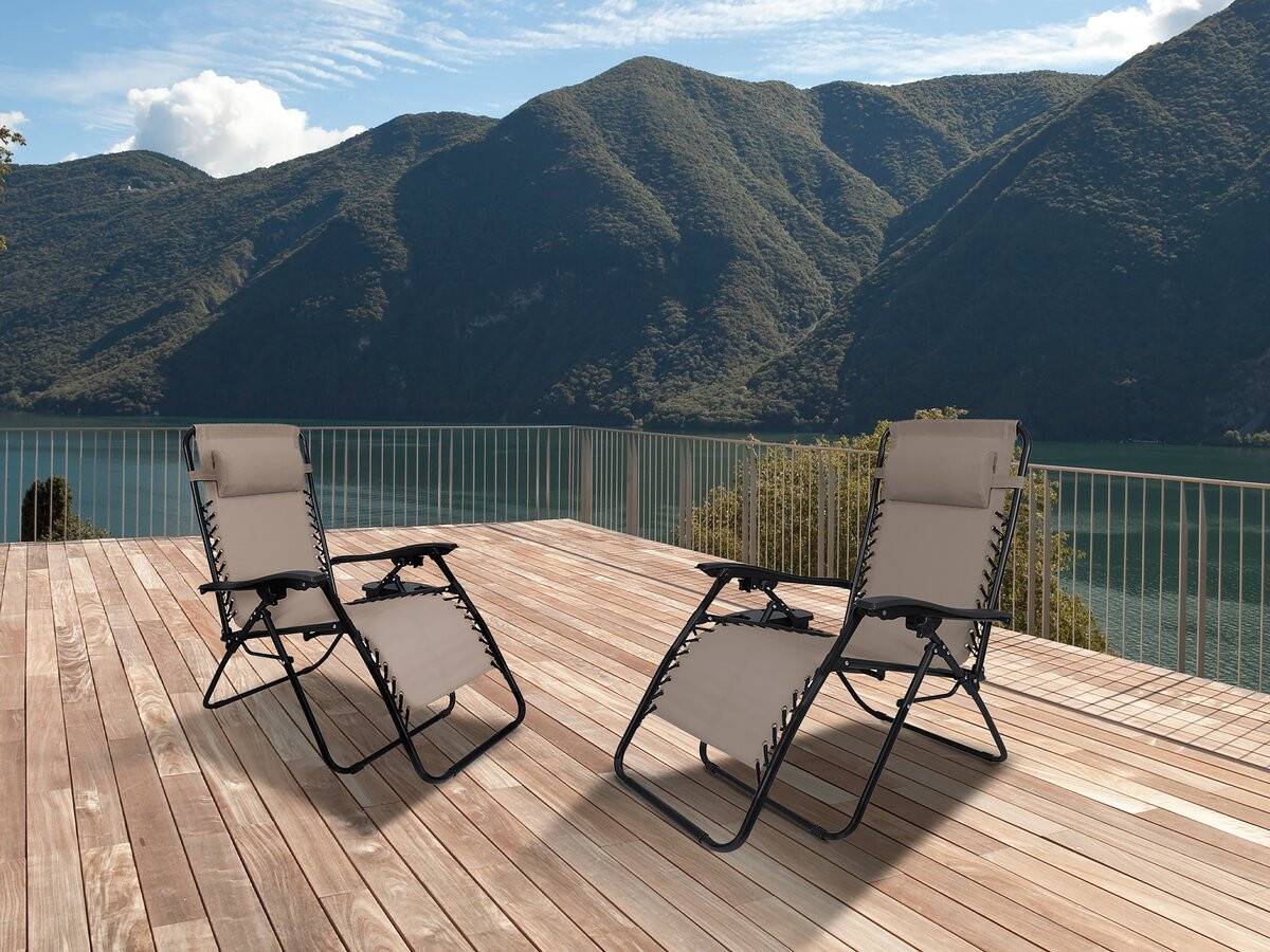Habitat Et Jardin - Lot De 2 Fauteuils De Jardin Inclinable Zéro Gravité "sintra" - Taupe -habitat Et Jardin - Image 2