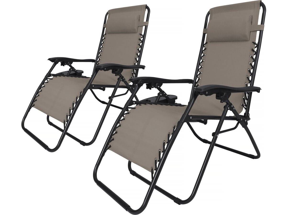 Habitat Et Jardin - Lot De 2 Fauteuils De Jardin Inclinable Zéro Gravité "sintra" - Taupe -habitat Et Jardin