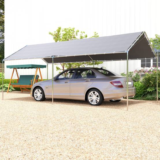 Abri de jardin ouvert acier galvanisé gris 595 x 290 x 260 cm - PANGIVO - Image 3