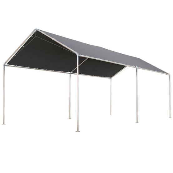 Abri de jardin ouvert acier galvanisé gris 595 x 290 x 260 cm - PANGIVO - Image 1