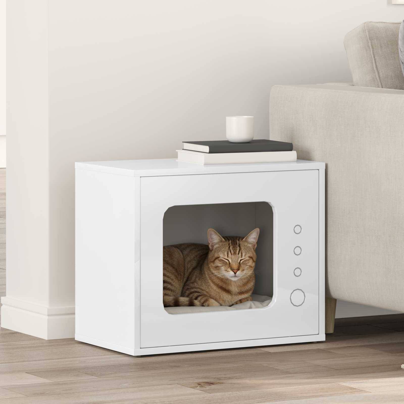 Vidaxl - Maison pour chat Blanc Brillant 51 x 30 x 42,5 cm vidaXL 8000648 - Image 1