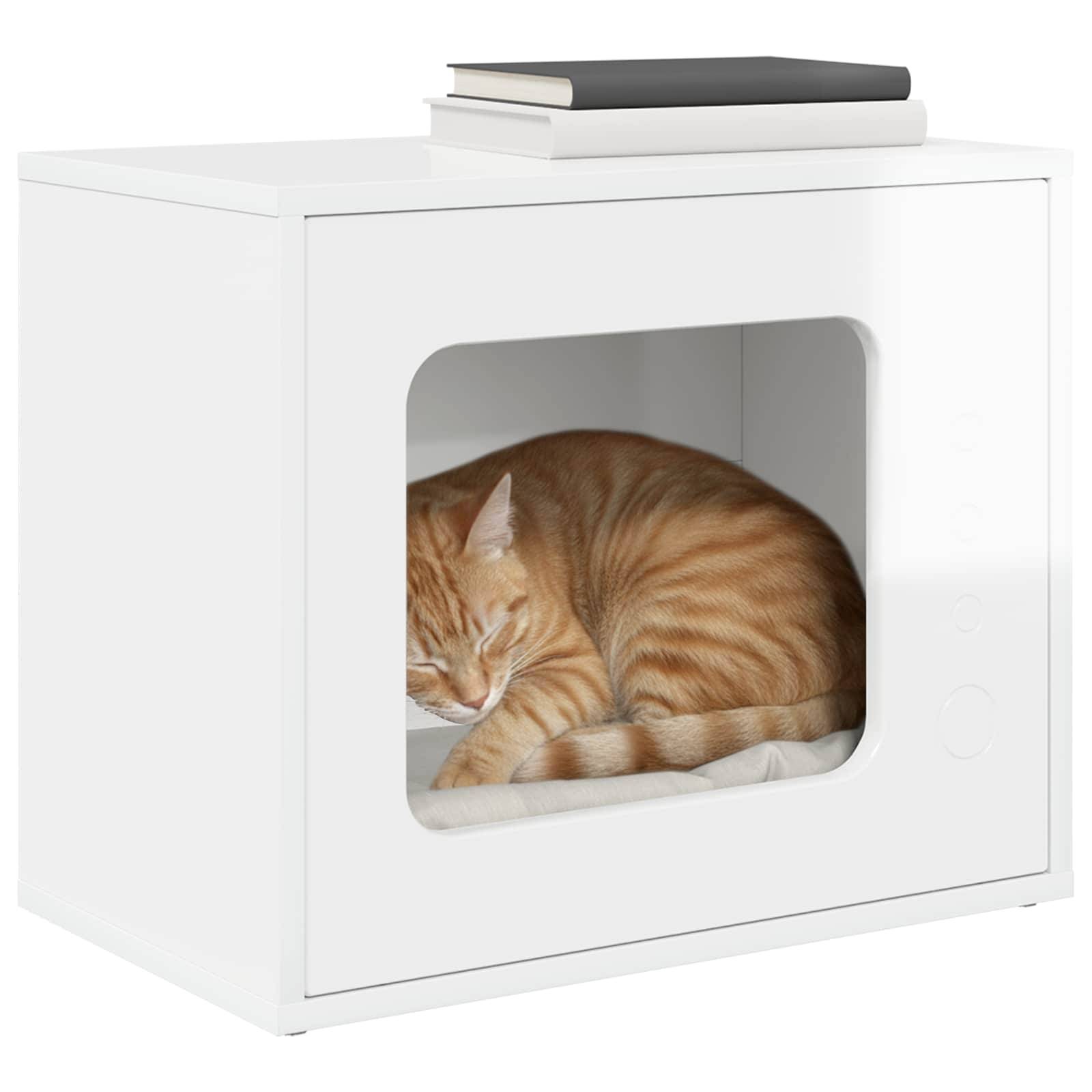 Vidaxl - Maison pour chat Blanc Brillant 51 x 30 x 42,5 cm vidaXL 8000648 - Image 4