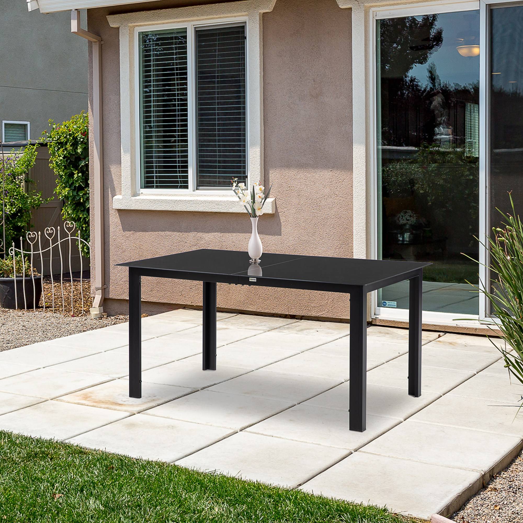ComfortXL - Table de jardin verre trempé terrasse 6 places rectangulaire 150cm noir - ComfortXL Outdoor Living - Image 4