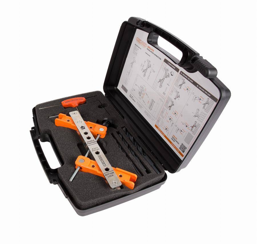 Coffret à outils LOCINOX Gabarit de perçage pour serrure et gâche - DRILLFIX - Imagen 1