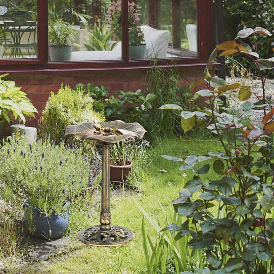ComfortXL - Abreuvoir oiseaux plastique jardin mangeoire bain extérieur 50x71cm bronze - ComfortXL Outdoor Living - Image 1
