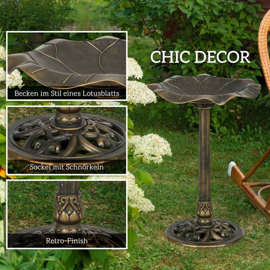 ComfortXL - Abreuvoir oiseaux plastique jardin mangeoire bain extérieur 50x71cm bronze - ComfortXL Outdoor Living - Image 5