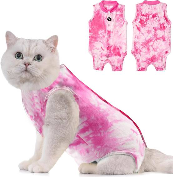 Combinaison de Récupération pour Chat Anti Léchage Rose L