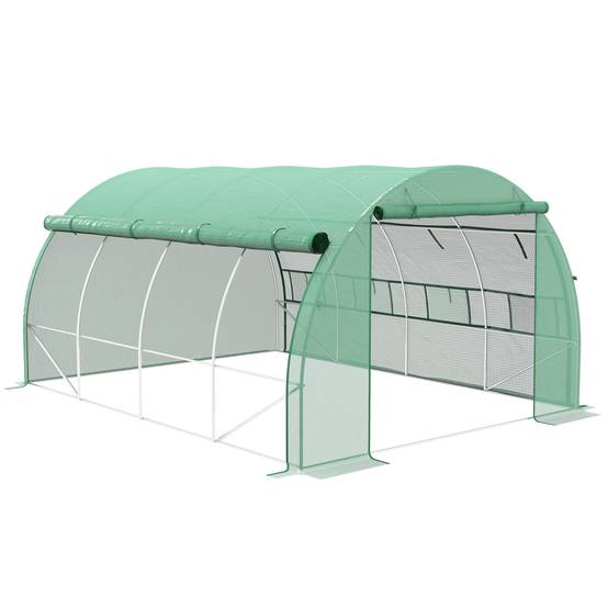 Serre Tunnel Jardin Acier Galvanisé 12m² Protection Plantes Fenêtres 397x300x200cm Vert - ComfortXL Outdoor Living - Image 2