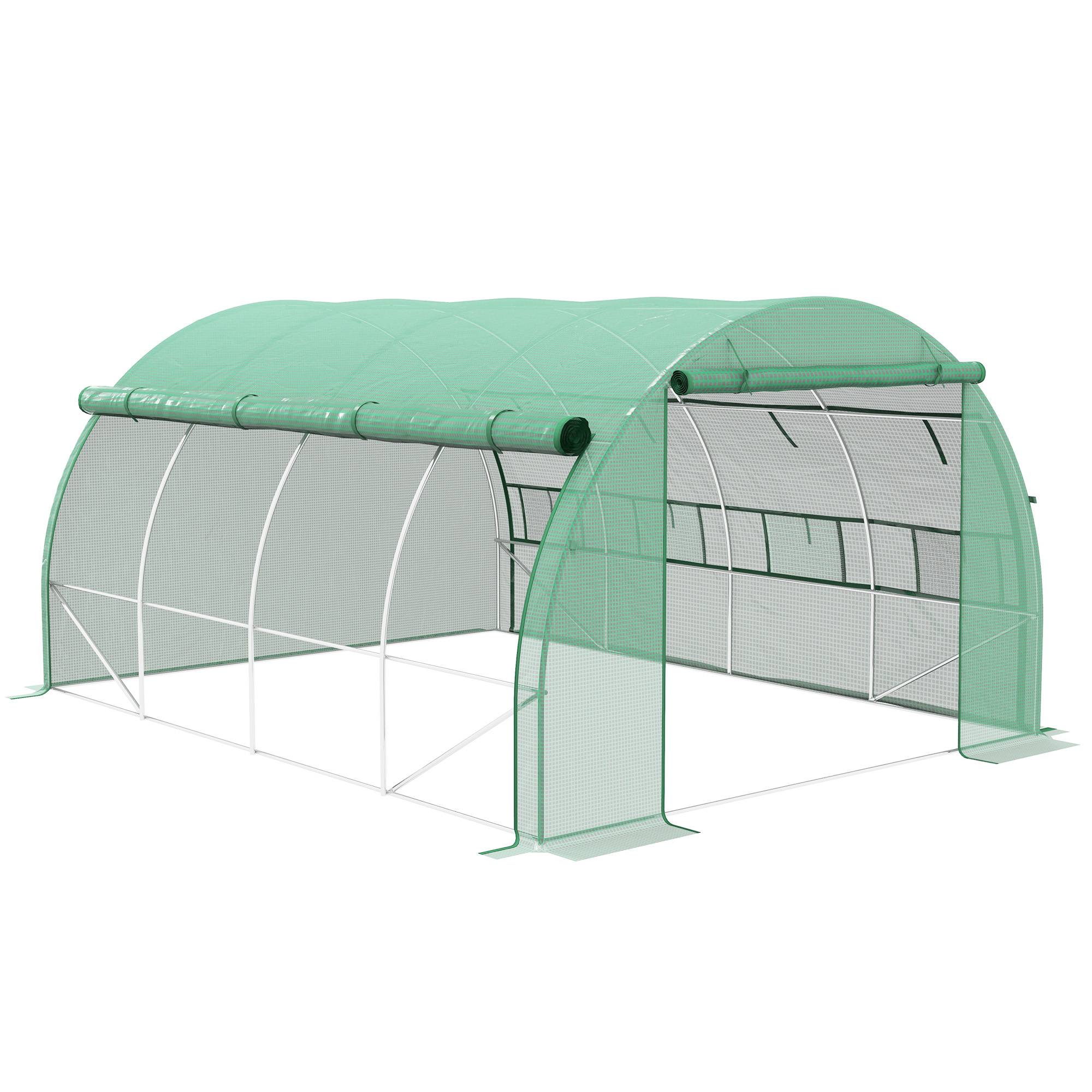 Serre Tunnel Jardin Acier Galvanisé 12m² Protection Plantes Fenêtres 397x300x200cm Vert - ComfortXL Outdoor Living - Image 2