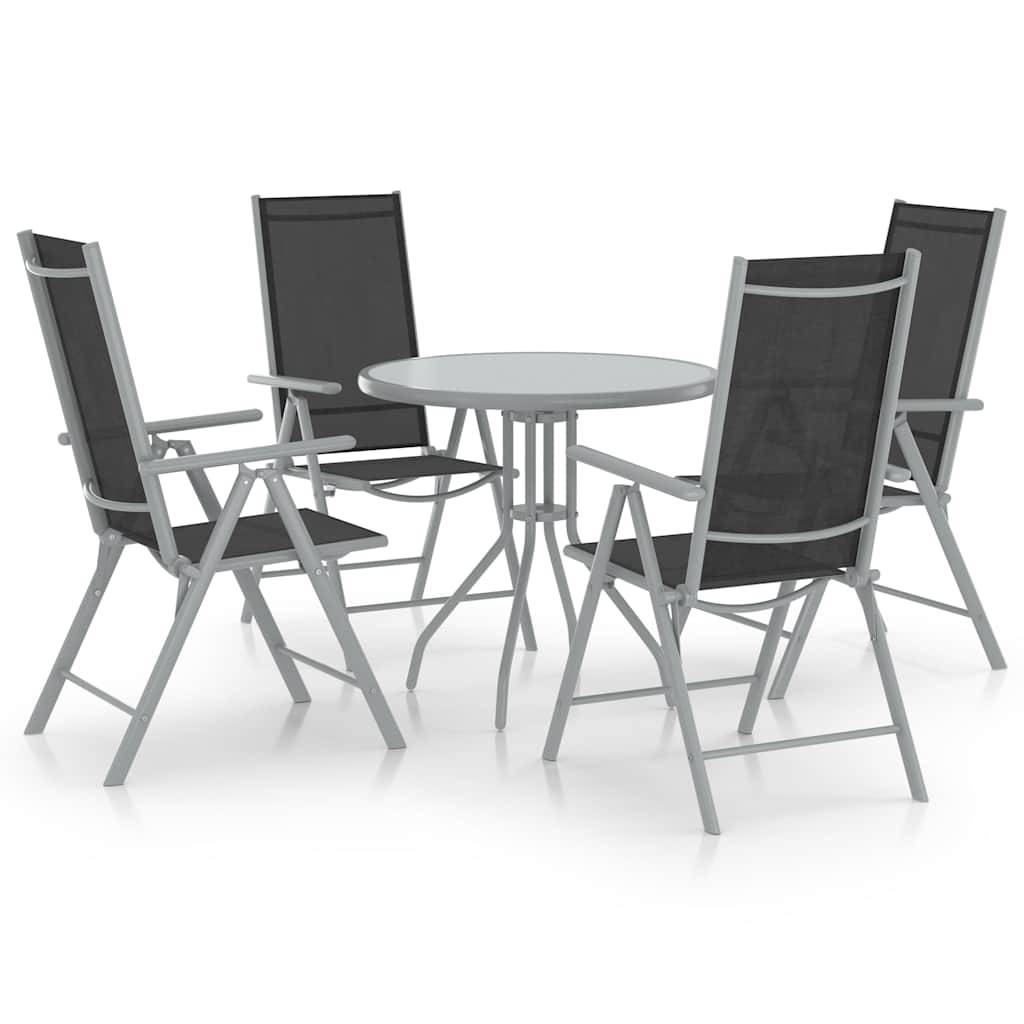 Vidaxl - Ensemble à manger de jardin 5 pcs-Salons de jardin aluminium et textilène argenté - Image 1