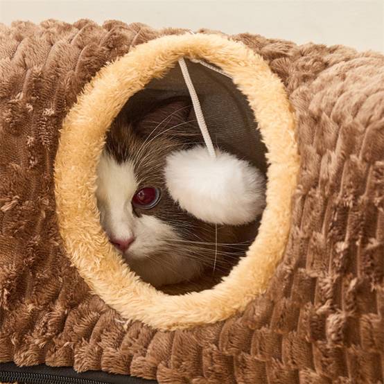 Tunnel et lit 2 en 1 pour chaton, en flanelle pp, pour jouer et dormir, encourage l'exercice Lytech - Image 3