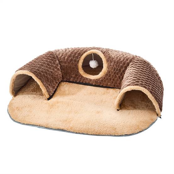 Tunnel et lit 2 en 1 pour chaton, en flanelle pp, pour jouer et dormir, encourage l'exercice Lytech - Image 1