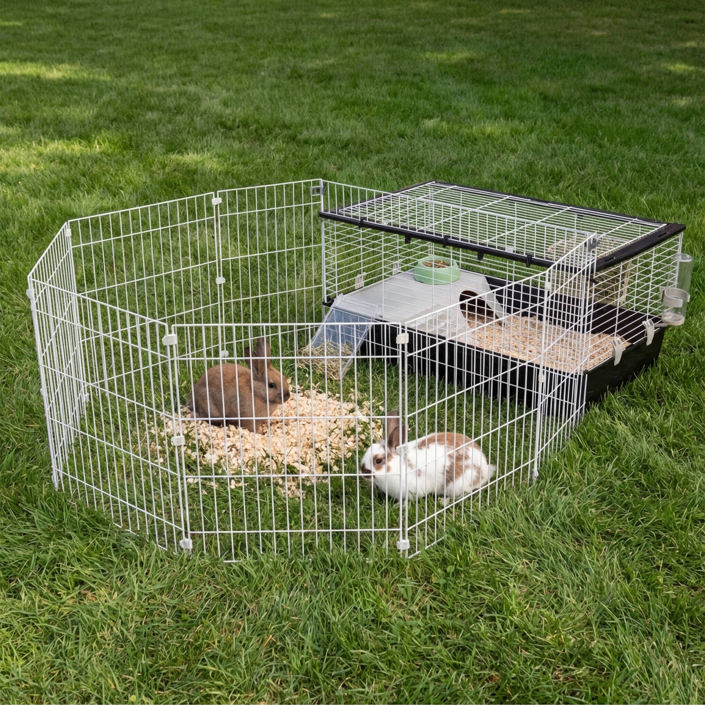 Ferplast - Ferplast Cage Lapin PARKHOME 100, Cochon d'Inde, avec Enclos pour Lapins Domestiques, Niche et Abreuvoir, 95 x 177,5 x h 56 cm, en Plastique avec Toit - Imagen 3