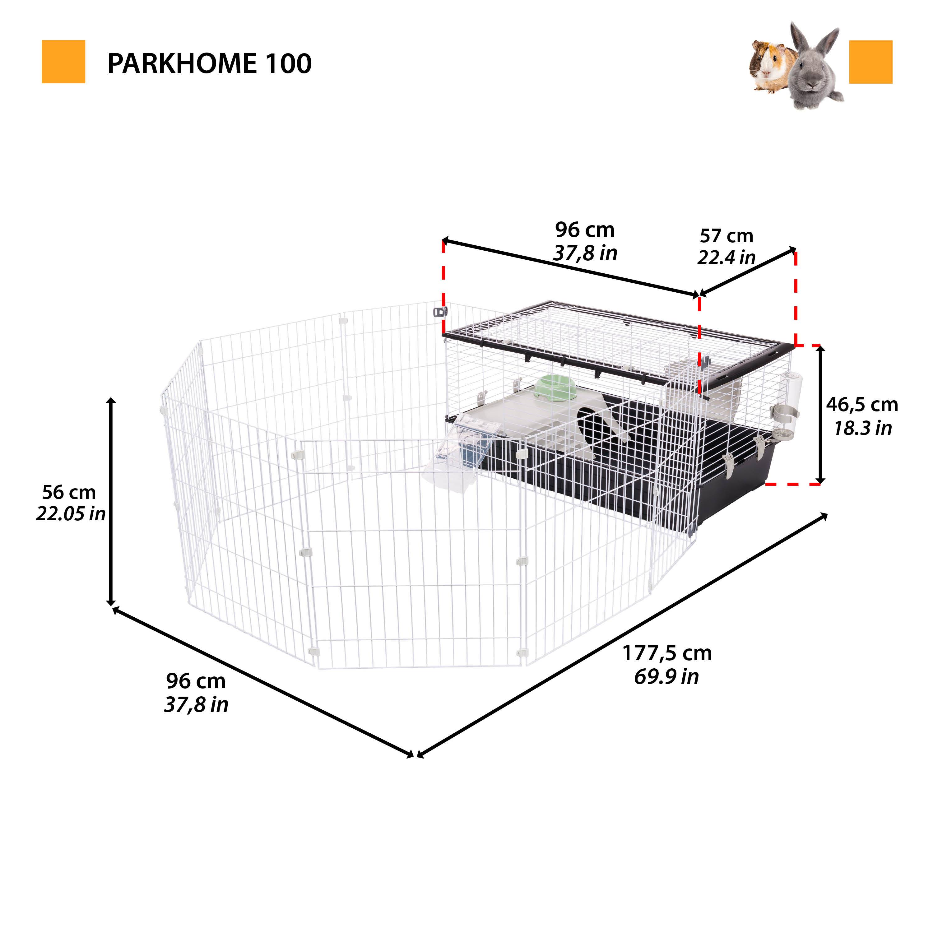 Ferplast - Ferplast Cage Lapin PARKHOME 100, Cochon d'Inde, avec Enclos pour Lapins Domestiques, Niche et Abreuvoir, 95 x 177,5 x h 56 cm, en Plastique avec Toit - Imagen 2
