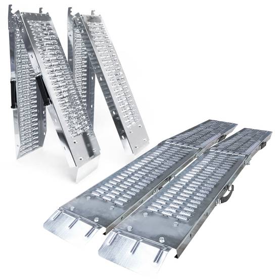 Vounot - Lot de 2 Rampe de chargement pliable 180cm en acier galvanisé - 400kg max - Rampe d'accès antidérapante avec poignée - VOUNOT® - Image 1