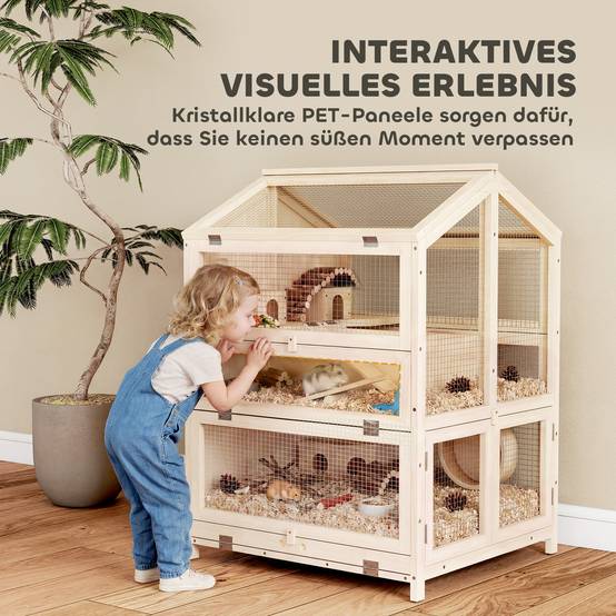 Cage pour rongeurs bois naturel 68 x 61.5 x 90 cm - PANGIVO - Image 10
