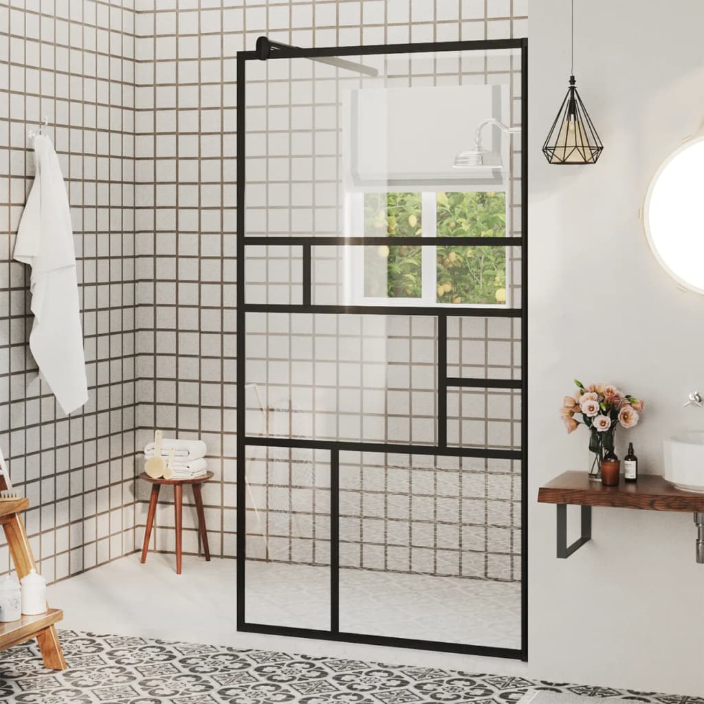Vidaxl - Paroi de douche à verre ESG transparent 80x195 cm Noir - vidaXL - Imagen 2