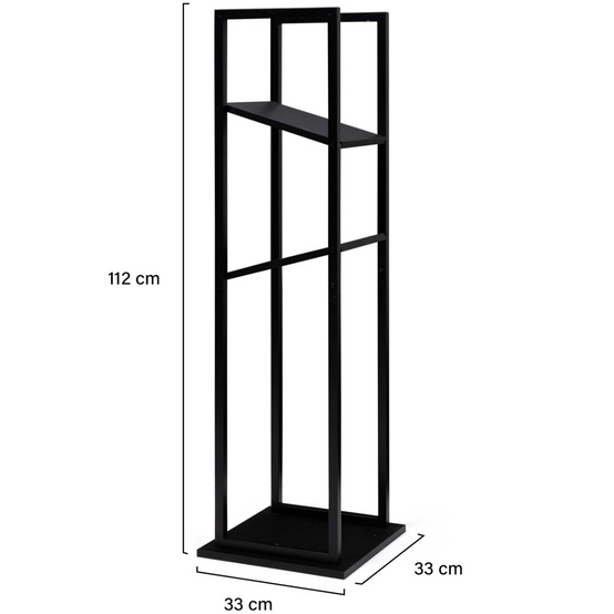 Range bûches vertical acier noir avec 2 étagères H.112 CM pour cheminée - Image 5