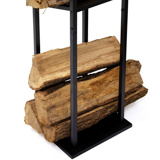 Range bûches vertical acier noir avec 2 étagères H.112 CM pour cheminée - Image 4