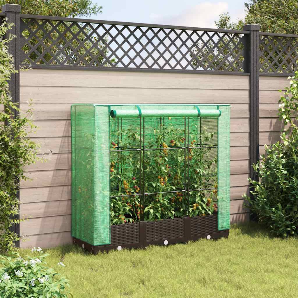 ComfortXL - Carré potager surélevé avec serre aspect rotin pour balcon jardin Brun 120x40cm – ComfortXL Outdoor Living - Image 3