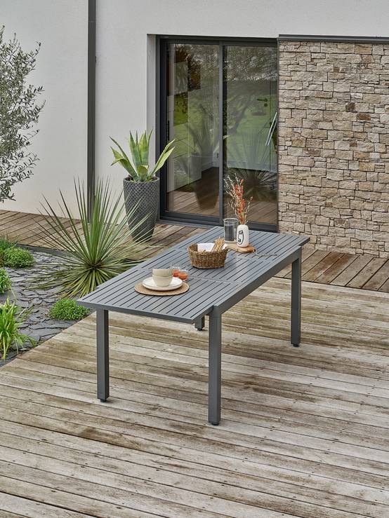 Table de jardin ORSINO en aluminium - GRIS ANTHRACITE - REMARQUABLE - Image 2